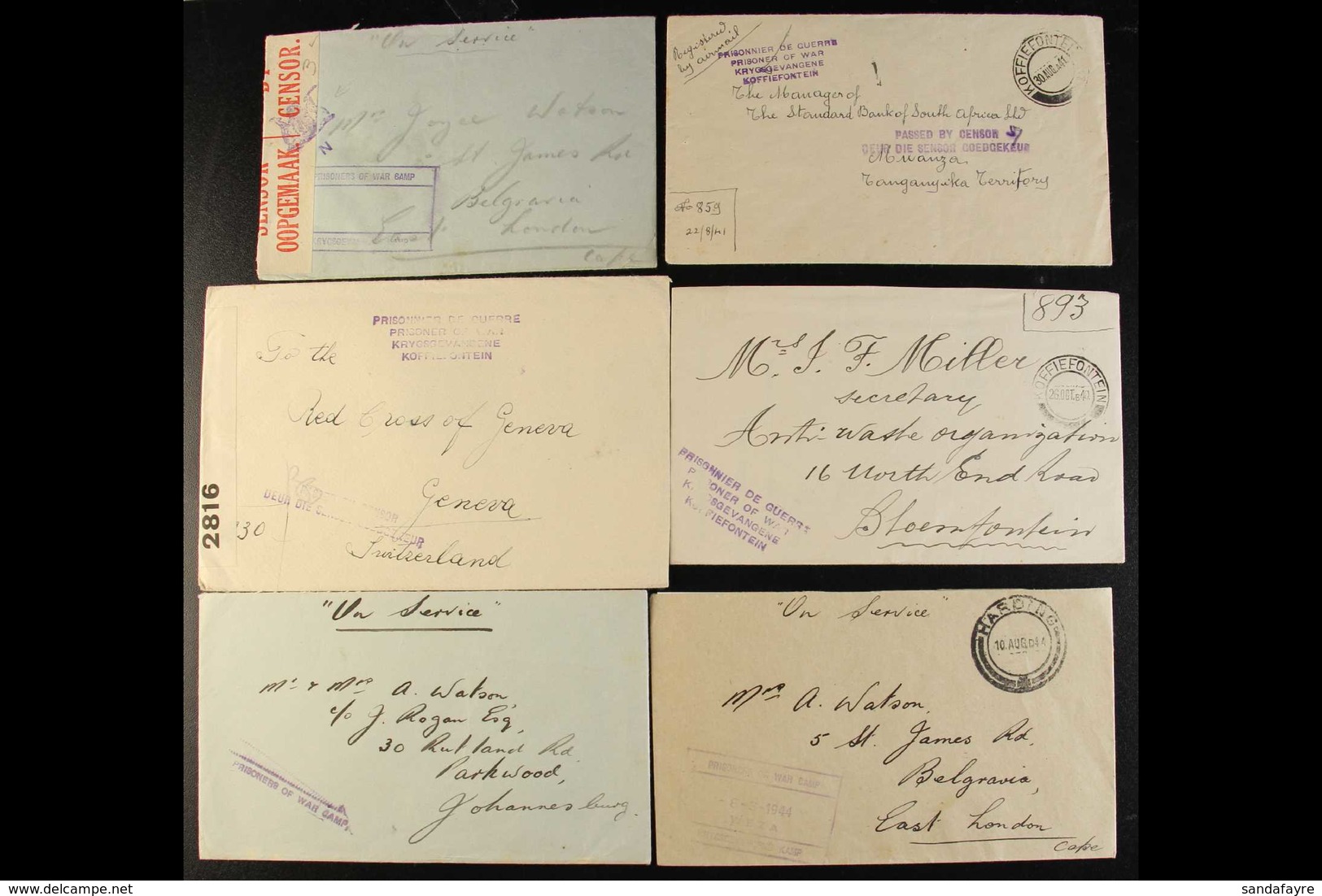 1940-1944 PRISONERS OF WAR CAMPS MAIL. An Interesting Group Of Stampless Covers Bearing Various "Prisoners Of War Camp"  - Unclassified