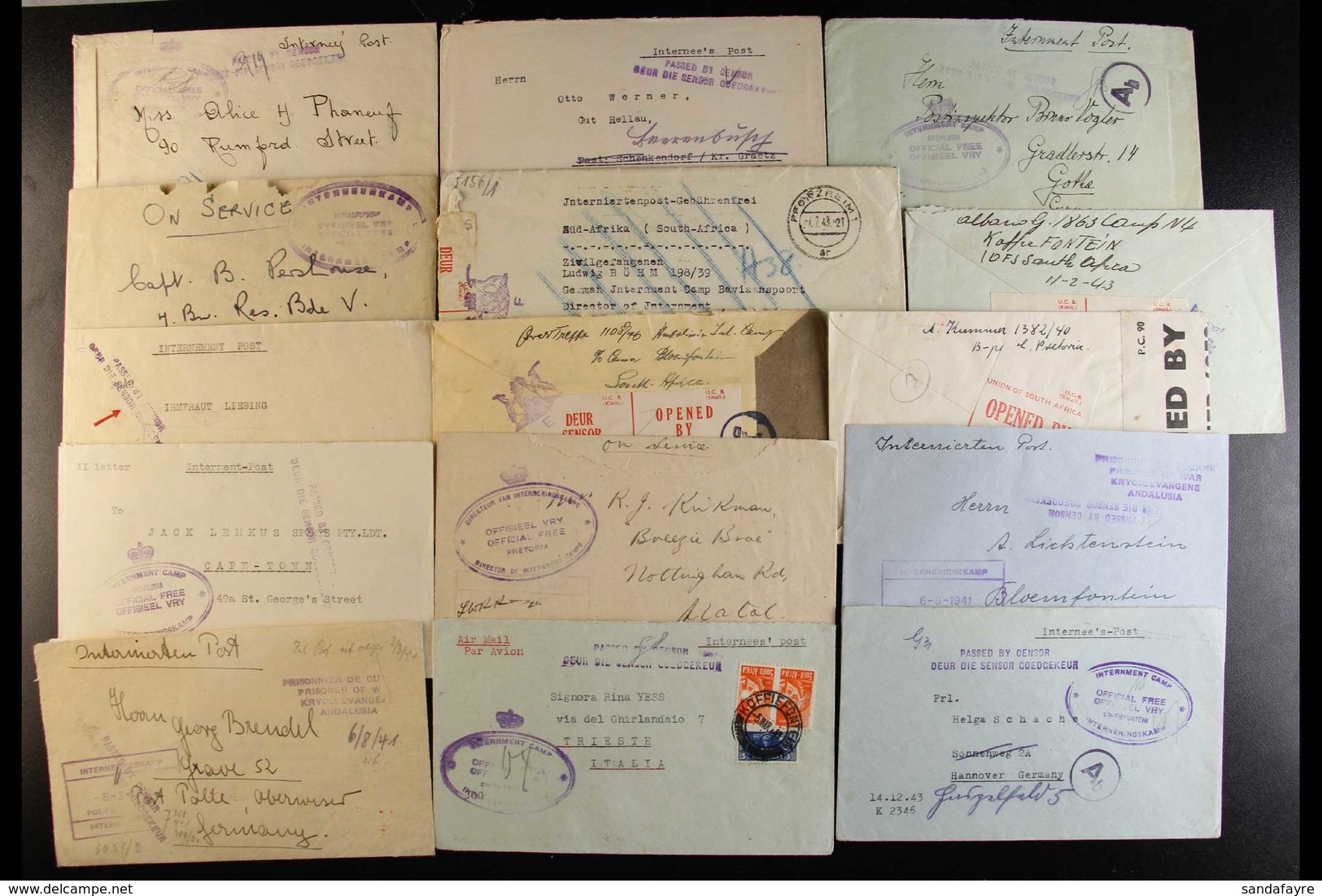 1941-1944 INTERNEES CAMPS MAIL. An Interesting Collection Of Mostly Stampless Covers Endorsed 'Internee's Post' Or 'Inte - Unclassified