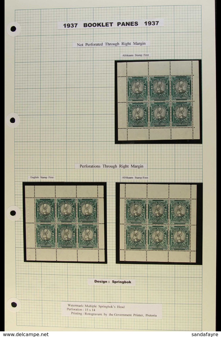 BOOKLET PANES 1937 ½d & 1d Blank Margins, COMPLETE PANES OF SIX incl. ½d Pane With Right Margin Not Perf. Through, Two E - Zonder Classificatie