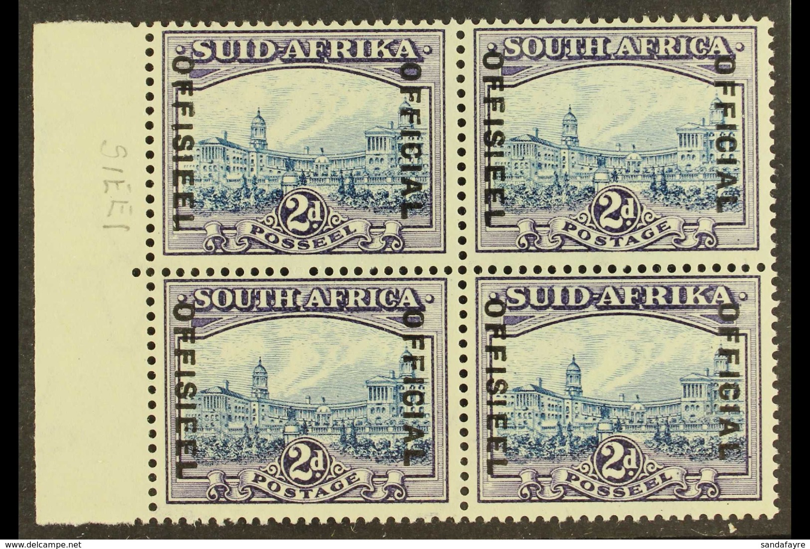 OFFICIAL 1939 2d Blue And Violet (20mm Between Lines Of Overprint), SG O23, Left Marginal BLOCK OF FOUR Very Fine Mint ( - Zonder Classificatie