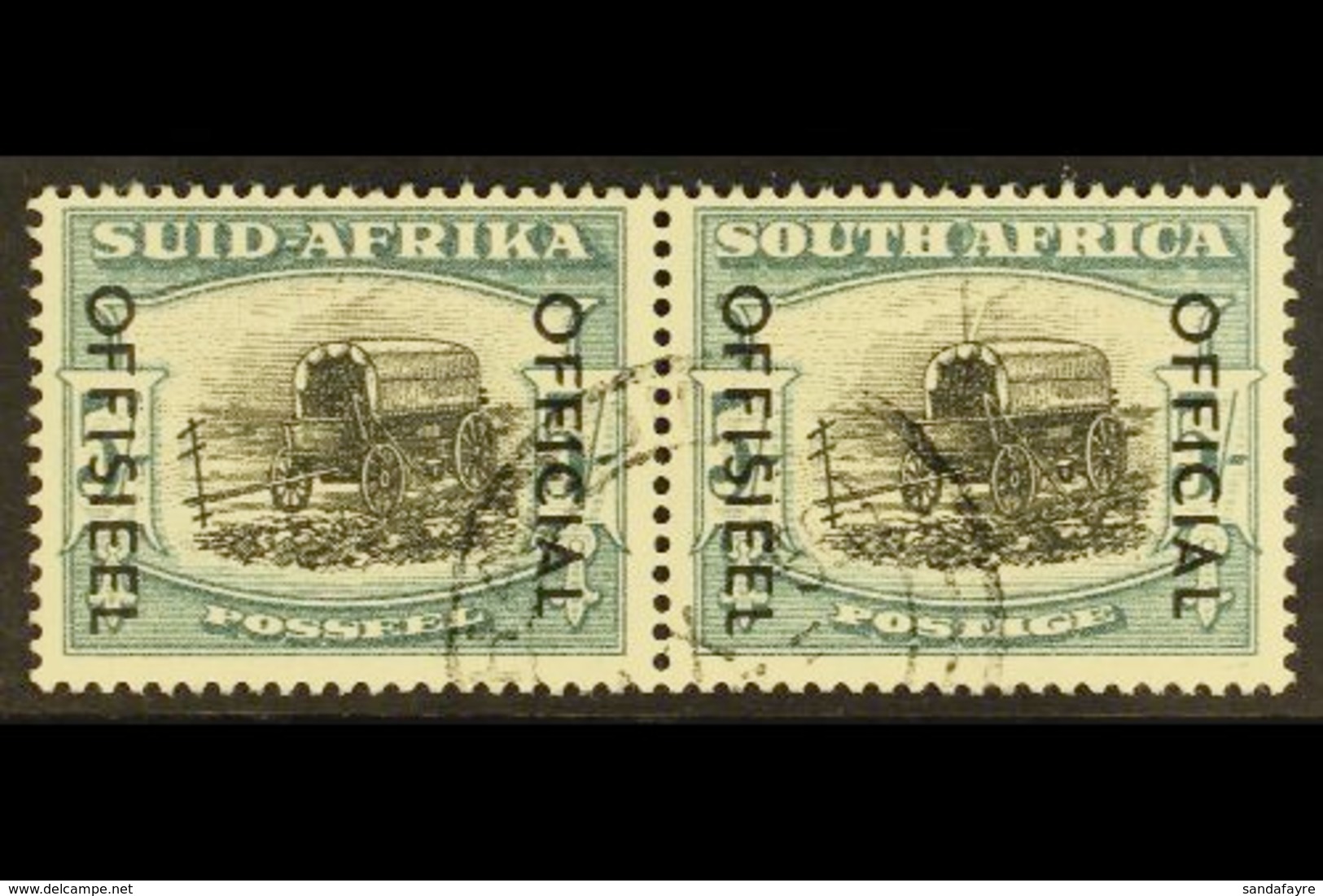 OFFICIAL VARIETY 1950-4 5s Black & Pale Blue-green With "Thunderbolt" Variety (stamp Listed In Union Handbook As V2), SG - Non Classés