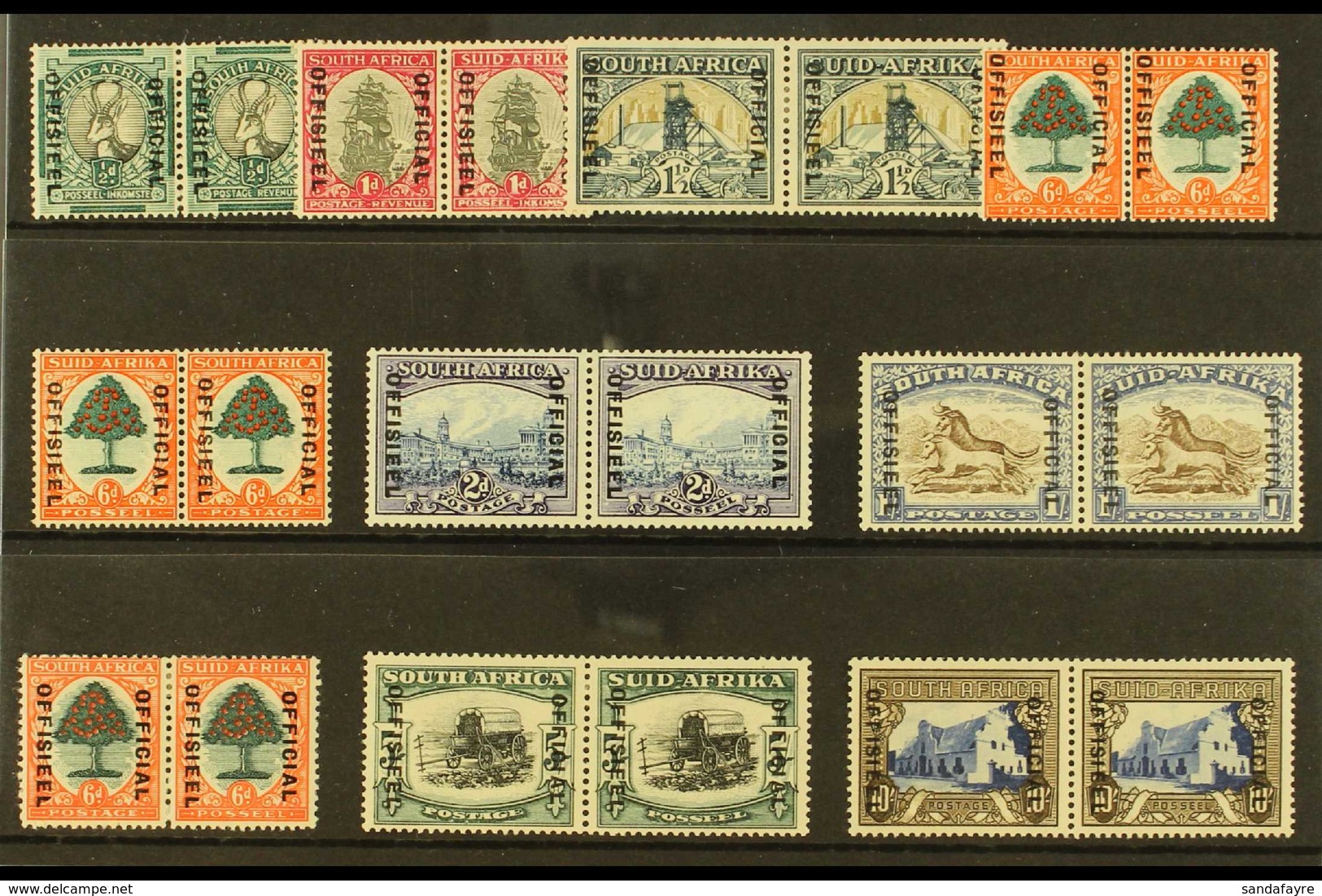 OFFICIALS 1935-49 Overprints Type O2 Complete Set Inc 6d All Three Dies, SG O20w/27 & O24c/d, Fine Mint Horizontal Pairs - Unclassified