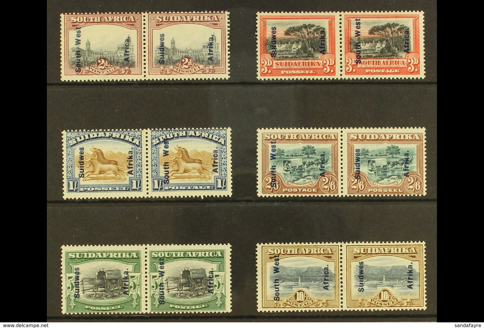1927 South African Issues Opt'd Set, SG 49/54, Very Fine Mint (6 Pairs) For More Images, Please Visit Http://www.sandafa - South West Africa (1923-1990)