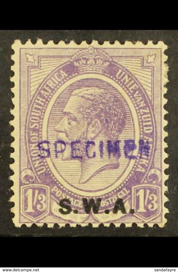 1927-30 1s3d Violet, Handstamped "SPECIMEN" SG 56s, Average Mint. For More Images, Please Visit Http://www.sandafayre.co - South West Africa (1923-1990)