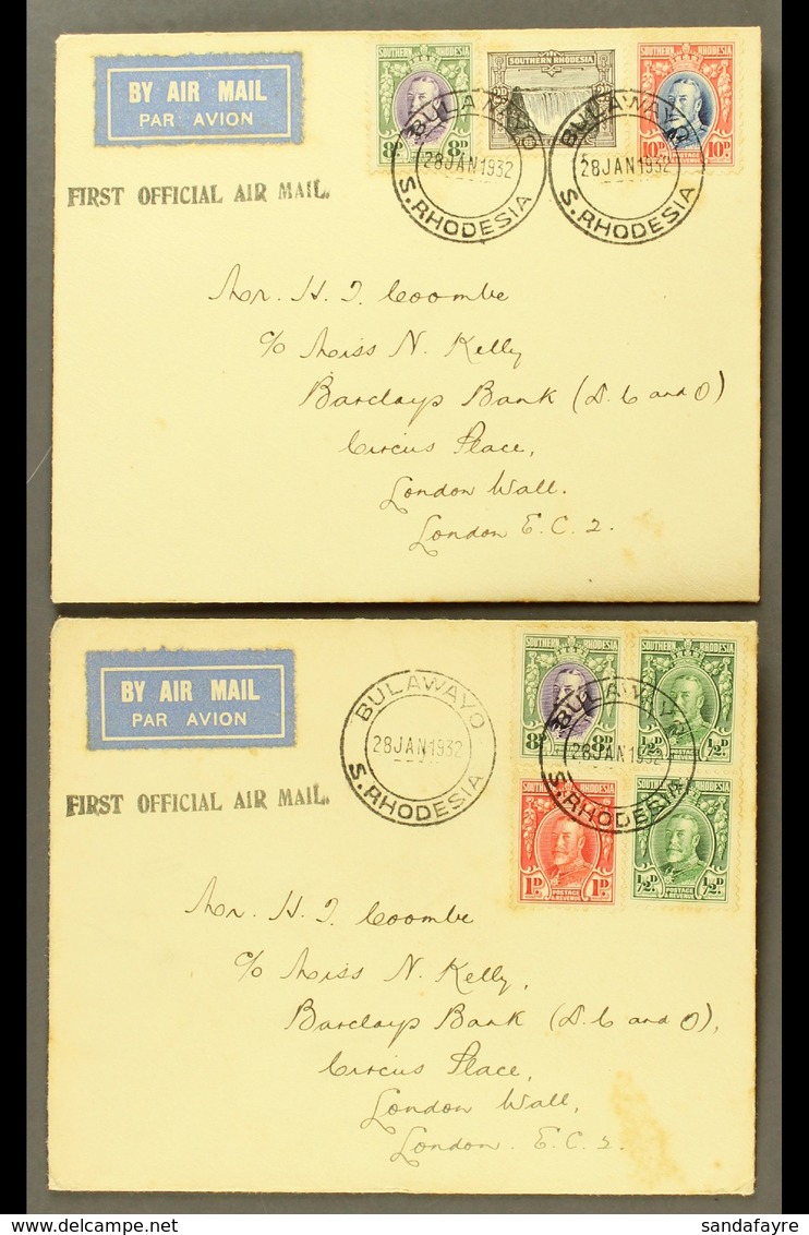 1932 AIRMAIL COVERS Four Covers, Each Franked With A Range Of 1931 Field Marshal Defins, Three At 10d Rate, One At 20d R - Zuid-Rhodesië (...-1964)