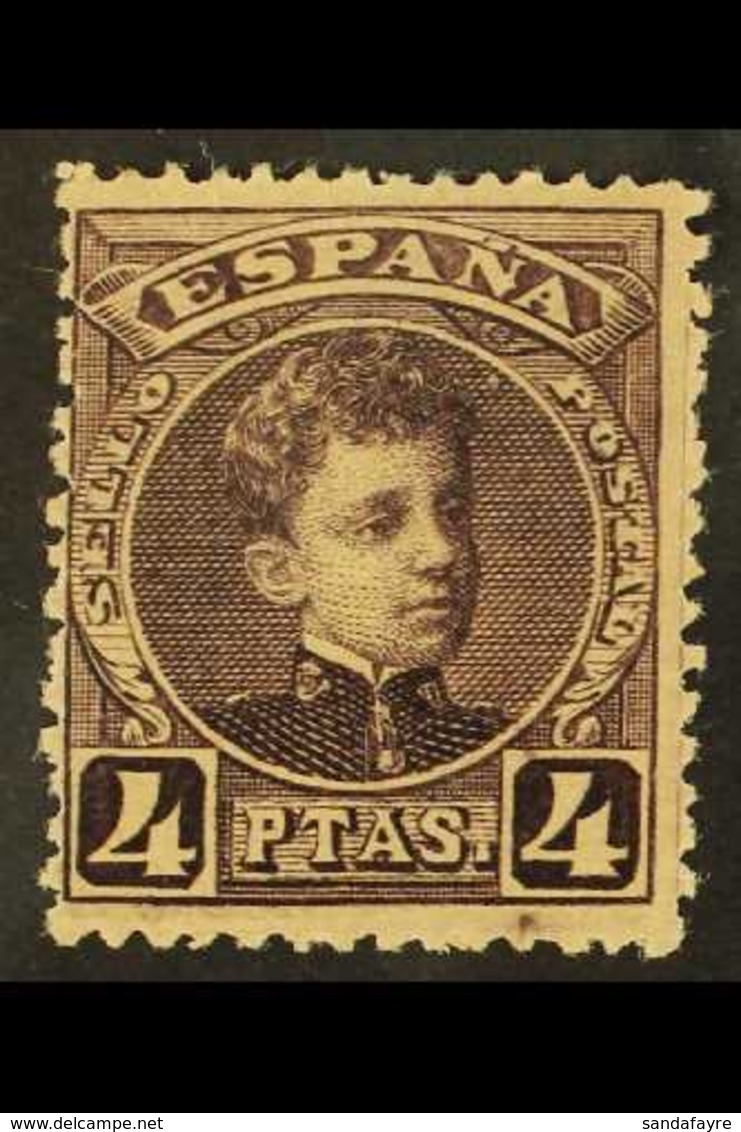 1901 4 Peseta Plum, SG 305, Mi 216, Fine Mint For More Images, Please Visit Http://www.sandafayre.com/itemdetails.aspx?s - Other & Unclassified