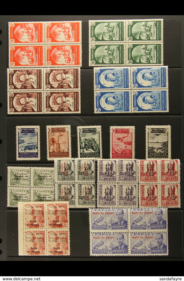 1903-50 MINT (MOSTLY NEVER HINGED) SELECTION On Stock Pages. Includes CAPE JUBY 1939 Set As Never Hinged Mint Blocks Of  - Andere & Zonder Classificatie