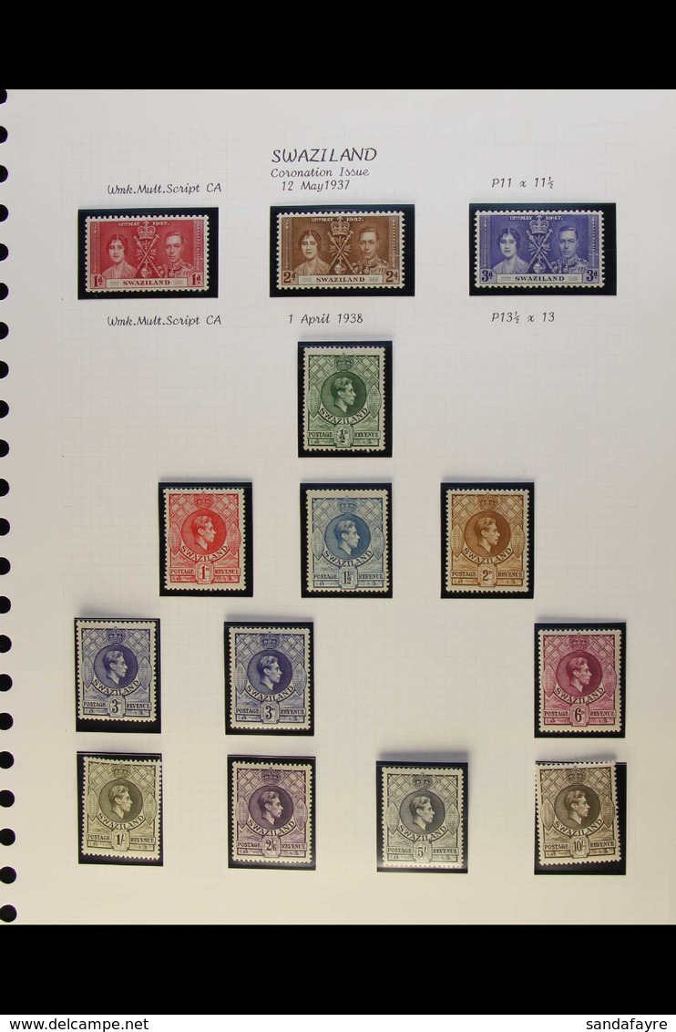 1931-51 KGVI FINE MINT COLLECTION Complete Basic Run For Period, 1938-54 Defins With A Number Of Additional Perfs & Shad - Swasiland (...-1967)