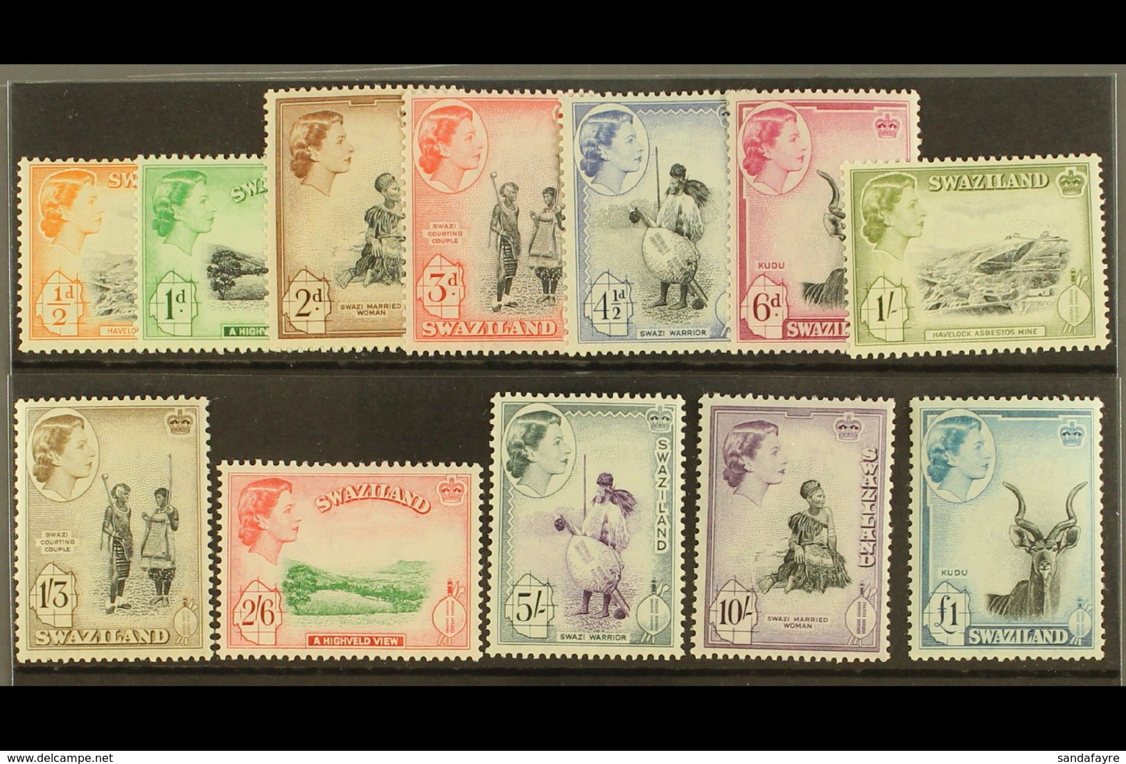 1956 Definitives Complete Set, SG 53/64, Never Hinged Mint. (12 Stamps) For More Images, Please Visit Http://www.sandafa - Swasiland (...-1967)