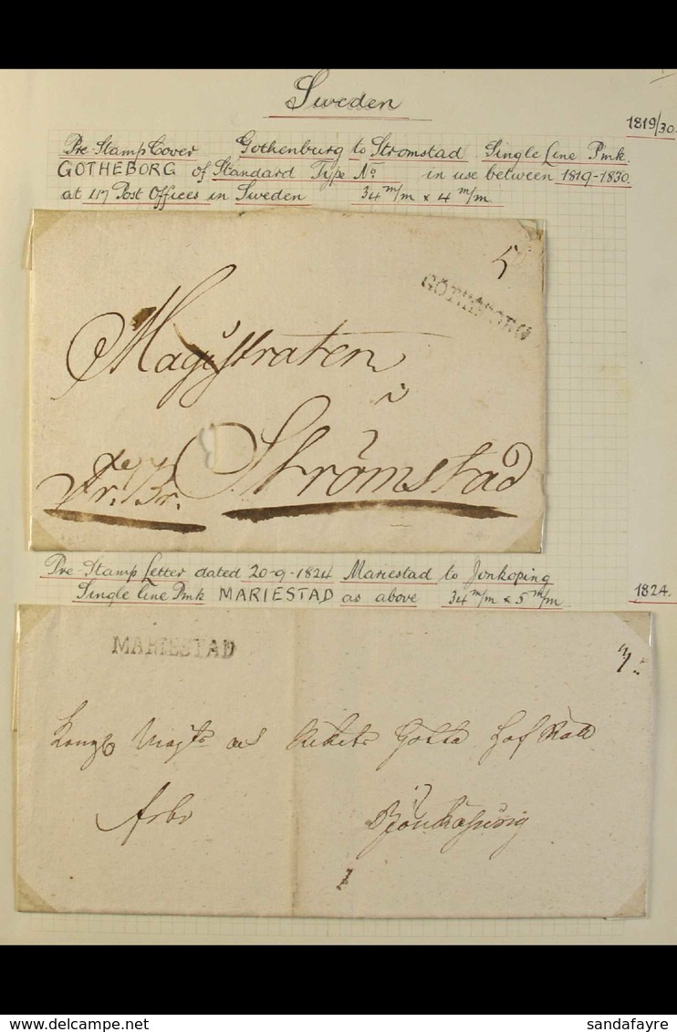 1819-1864 PRE STAMP COVERS COLLECTION A Most Interesting Collection Of Covers & E/L's Bearing A Variety Of Cachets, Hand - Andere & Zonder Classificatie