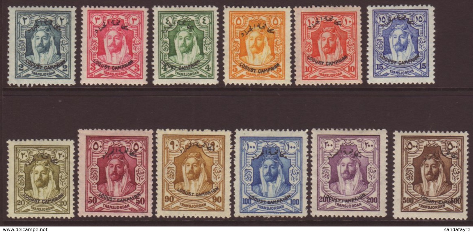 1930 Locust Campaign Overprints Complete Set, SG 183/94, Very Fine Mint, Fresh. (12 Stamps) For More Images, Please Visi - Jordanië