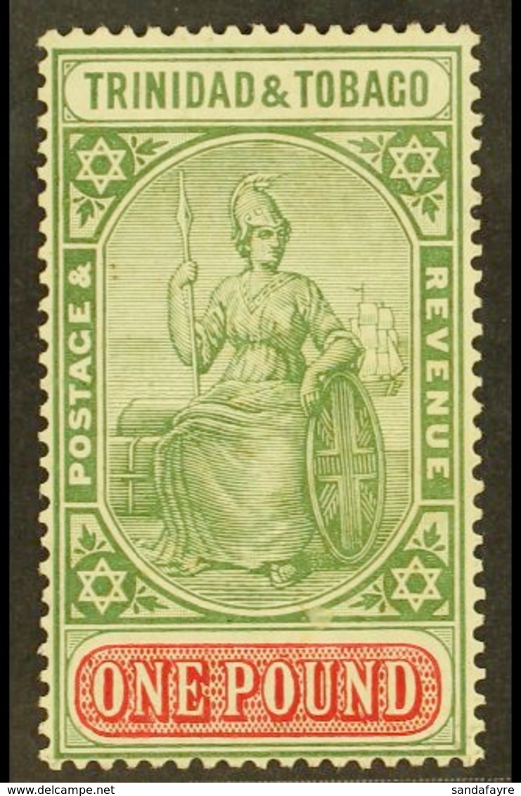 1921-2 £1 Grey-green & Carmine, Wmk Mult. Script CA, SG 215, Very Fine Mint. For More Images, Please Visit Http://www.sa - Trinidad En Tobago (...-1961)