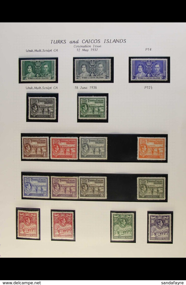 1937-50 KGVI FINE MINT COLLECTION Almost Complete Run, 1938-45 Defins Set Less 6d Mauve, 1948 RSW Set, 1950 Defins To 5s - Turks And Caicos