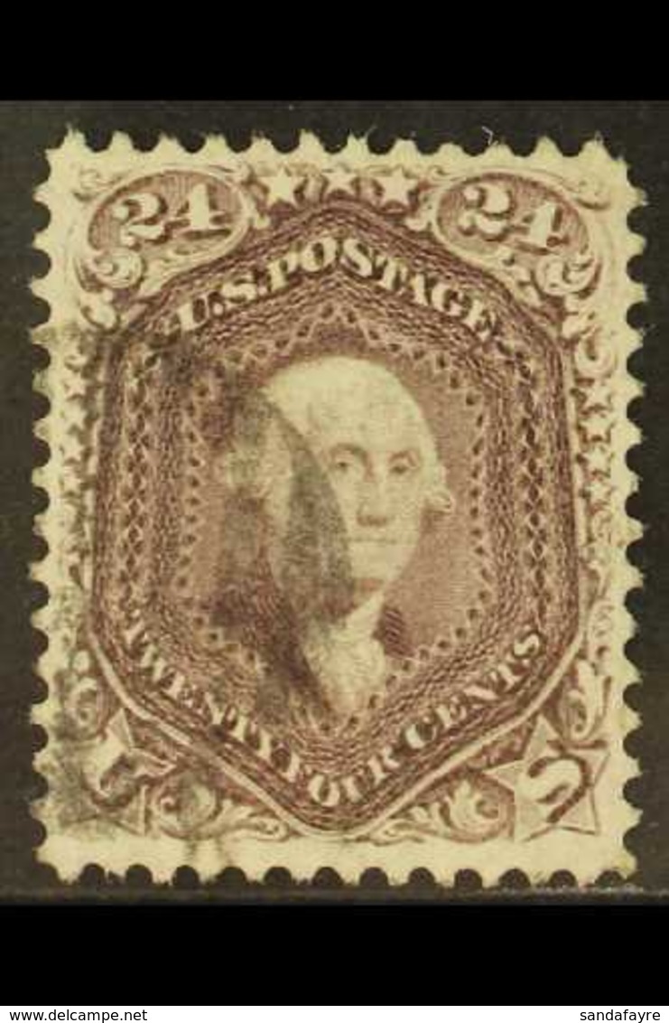 1861-62 24c Red Lilac Washington, SG 66, Scott 70, Superb Colour With Good Perfs And Light Barred Cancel.  For More Imag - Other & Unclassified