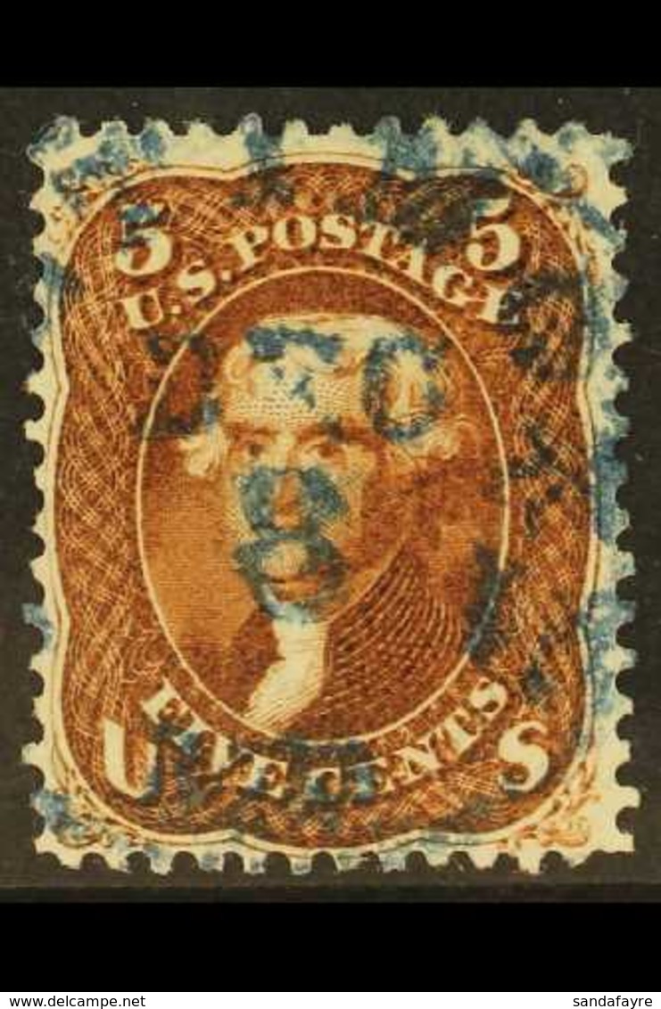 1862-66 5c Red Brown Jefferson, SG 71, Scott 75, Fine With Neat Blue Cds, Buhler Guarantee Mark.  For More Images, Pleas - Andere & Zonder Classificatie