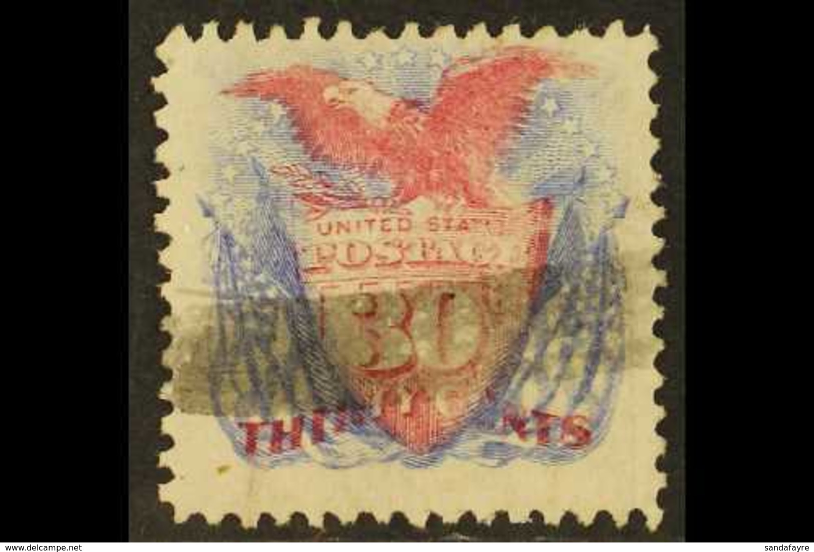1869 30c Pale Carmine And Pale Ultramarine Pictorial, SG 123, Scott 121, Good Colour And Perfs, Light Bar Cancel. For Mo - Andere & Zonder Classificatie