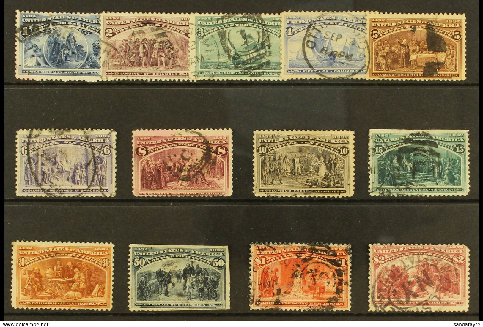 1893 Columbian Expo Set Complete To $2, Scott 230/242, Used, Some With Faults E.g. 15c And 50c With Straight Edges, 30c  - Andere & Zonder Classificatie