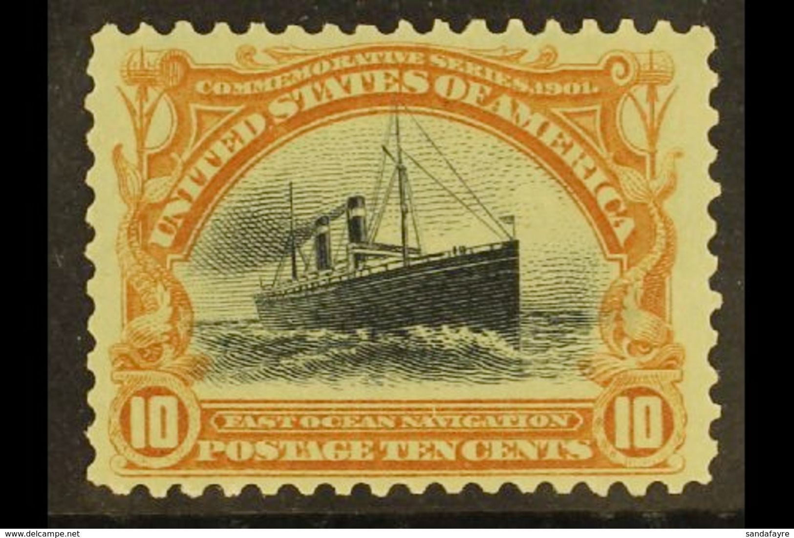 1901 10c Yellow Brown And Black Ocean Liner, Sc 299, Very Fine NHM. For More Images, Please Visit Http://www.sandafayre. - Andere & Zonder Classificatie