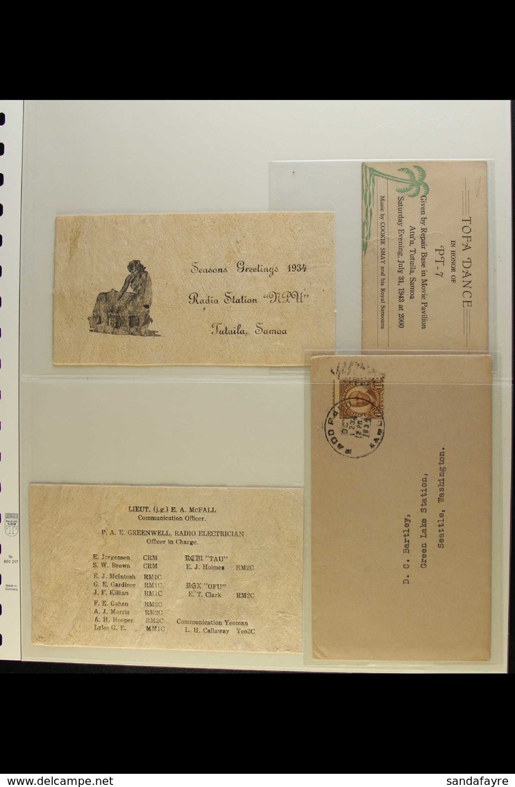 AMERICAN SAMOA EPHEMERA Nice Group Of Items, Blank, Undated, Invite To Government House, C.1935 Christmas Card On Coconu - Andere & Zonder Classificatie