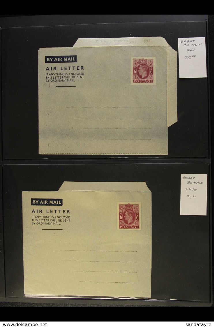 AEROGRAMMES 1943-1951 UNUSED COLLECTION Of All Different Air Letter Sheets, All Identified, Inc 1943 6d (x2 Types, H&G F - Other & Unclassified