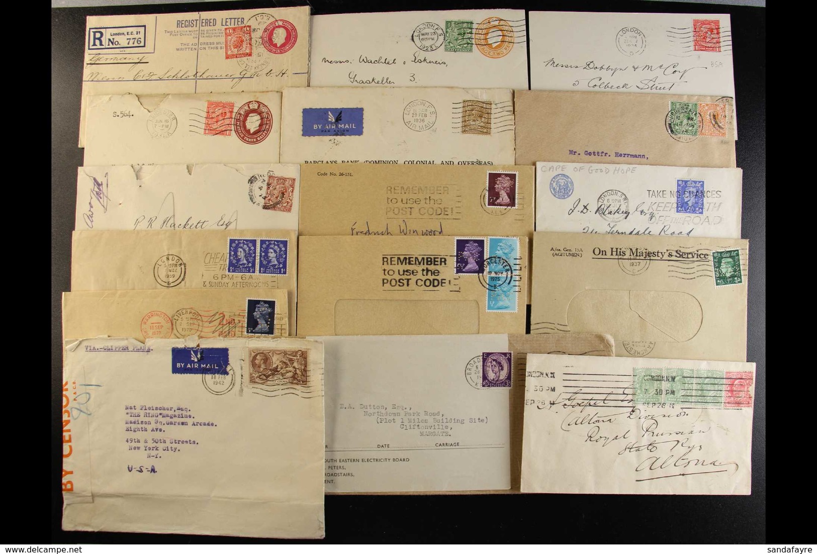 PERFINS ON COVERS 1911-1981 Interesting Group Of Commercial Covers Bearing Various Stamps With COMMERCIAL PERFINS, Inc 1 - Andere & Zonder Classificatie