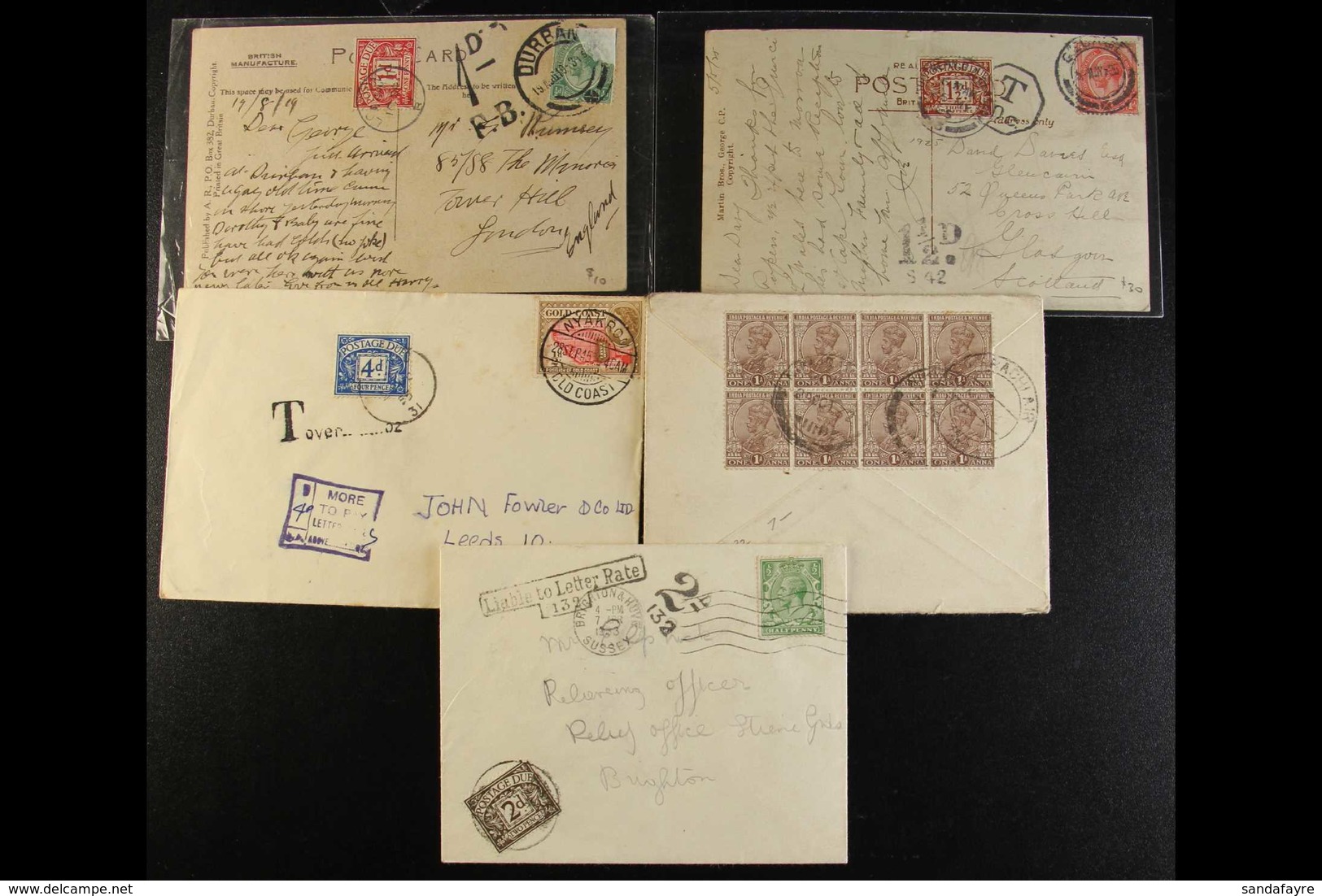 POSTAGE DUE COVERS COLLECTION 1919-80's An Interesting Range Of Covers And Cards Bearing Postage Due Stamps Upon Arrival - Andere & Zonder Classificatie
