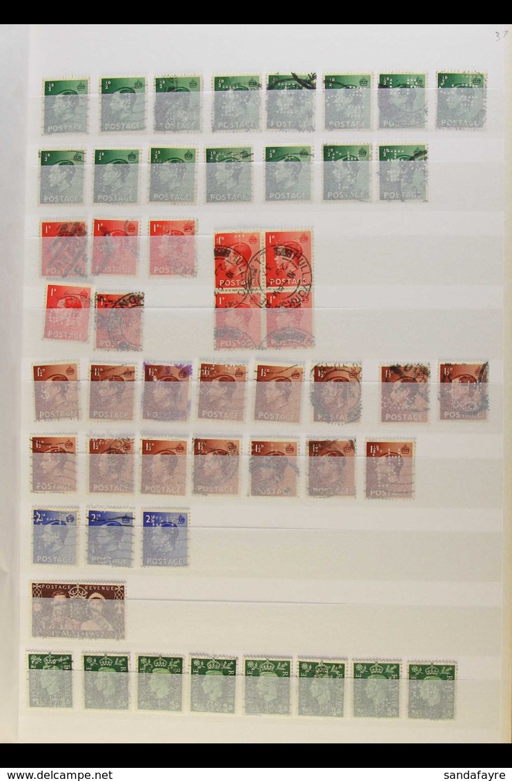 PERFINS 1936-1951 Interesting Collection Of Used KEVIII And KGVI Stamps With Values To 10s Presented On Stock Pages, All - Other & Unclassified