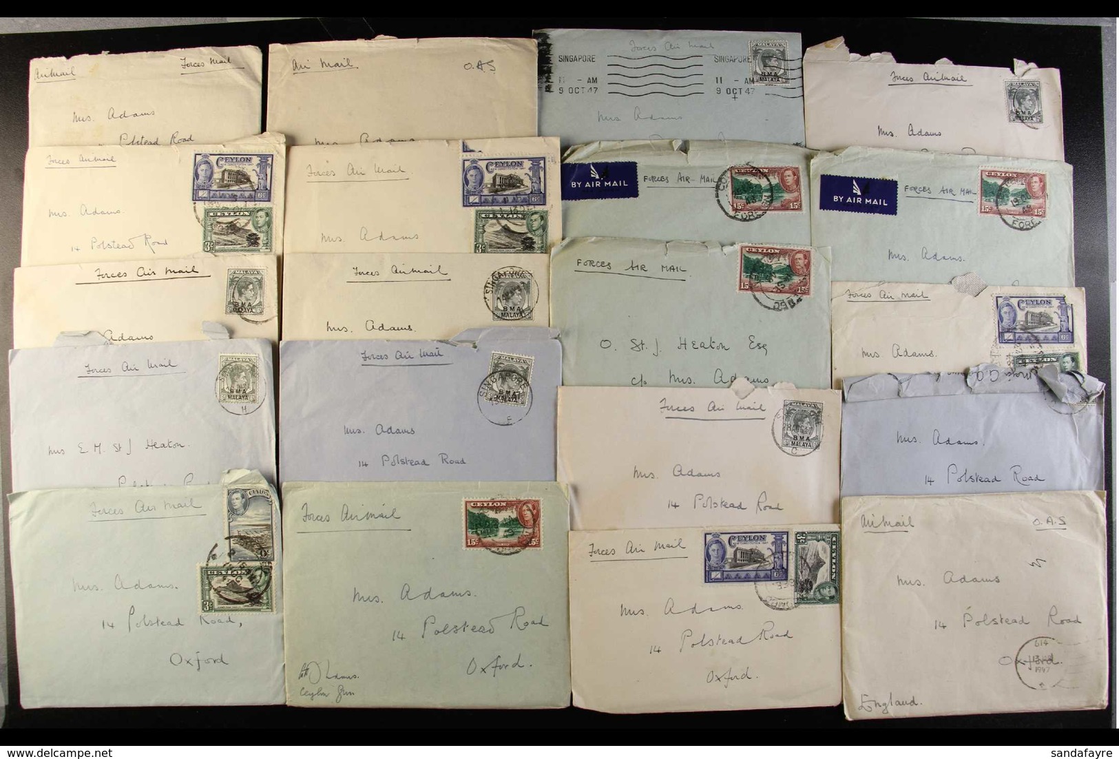 1947-1948 'ON ACTIVE SERVICE' CORRESPONDENCE. A Group Of Covers With Original Letters Addressed To Mrs Adams In Oxford,  - Autres & Non Classés