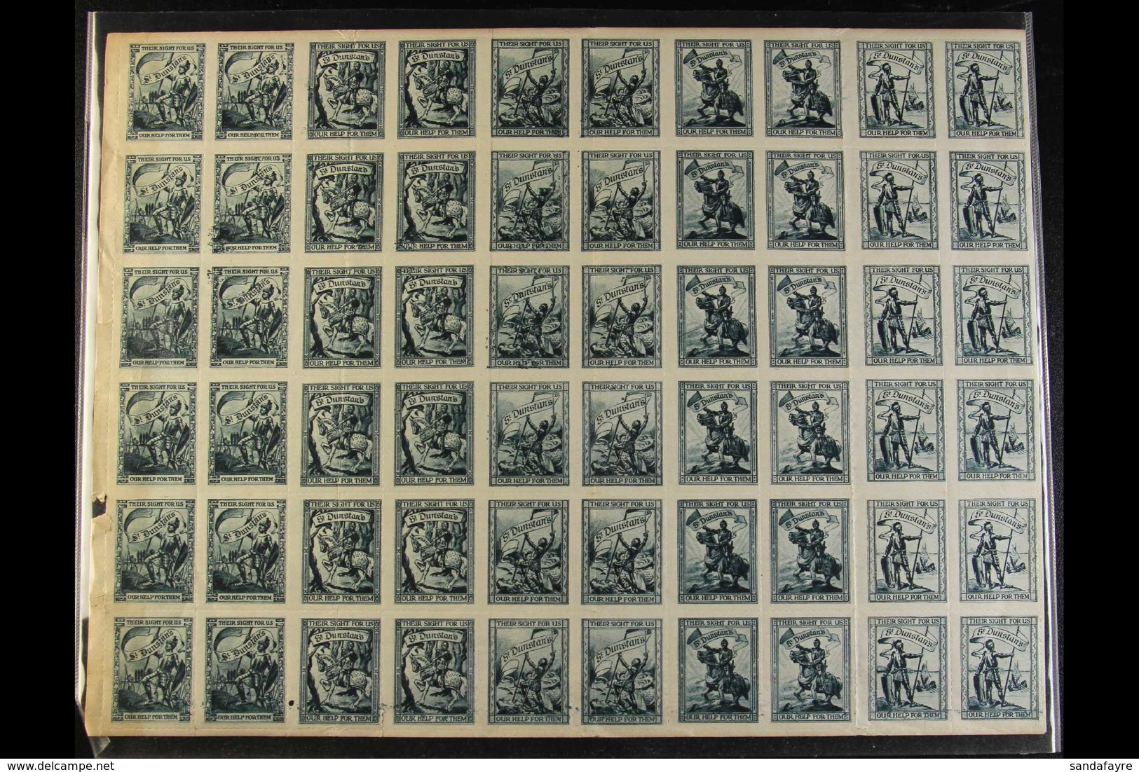 CINDERELLAS 1922 St Dunstan's Charity Stamps/labels To Raise Money For The Blind. Rouletted Complete Mint Se-tenant Shee - Autres & Non Classés
