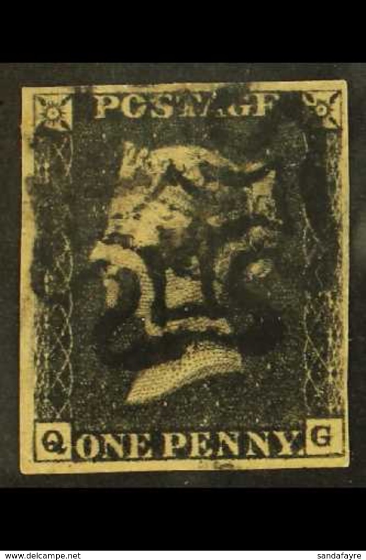 1840 1d Black 'QG' Plate 5, SG 2, Used With 4 Margins & Black MC Cancellation. For More Images, Please Visit Http://www. - Zonder Classificatie