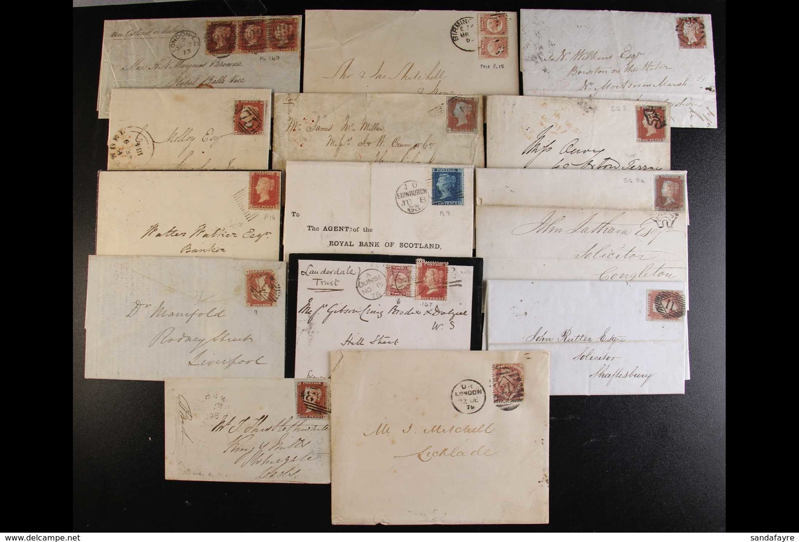 1841 - 1879 LINE ENGRAVED COVERS GROUP. An Assortment On Covers Bearing 1d Red Imperfs, 1d Perf 'stars', 1d 'plates', ½d - Sonstige & Ohne Zuordnung