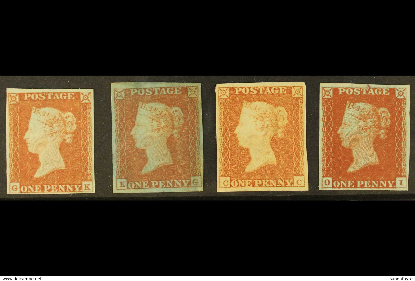1841 1d Red Imperfs, SG 8,8a, 9 &10, Unused Without Gum And All With 4 Margins, An Attractive Group Of Different Shades. - Andere & Zonder Classificatie
