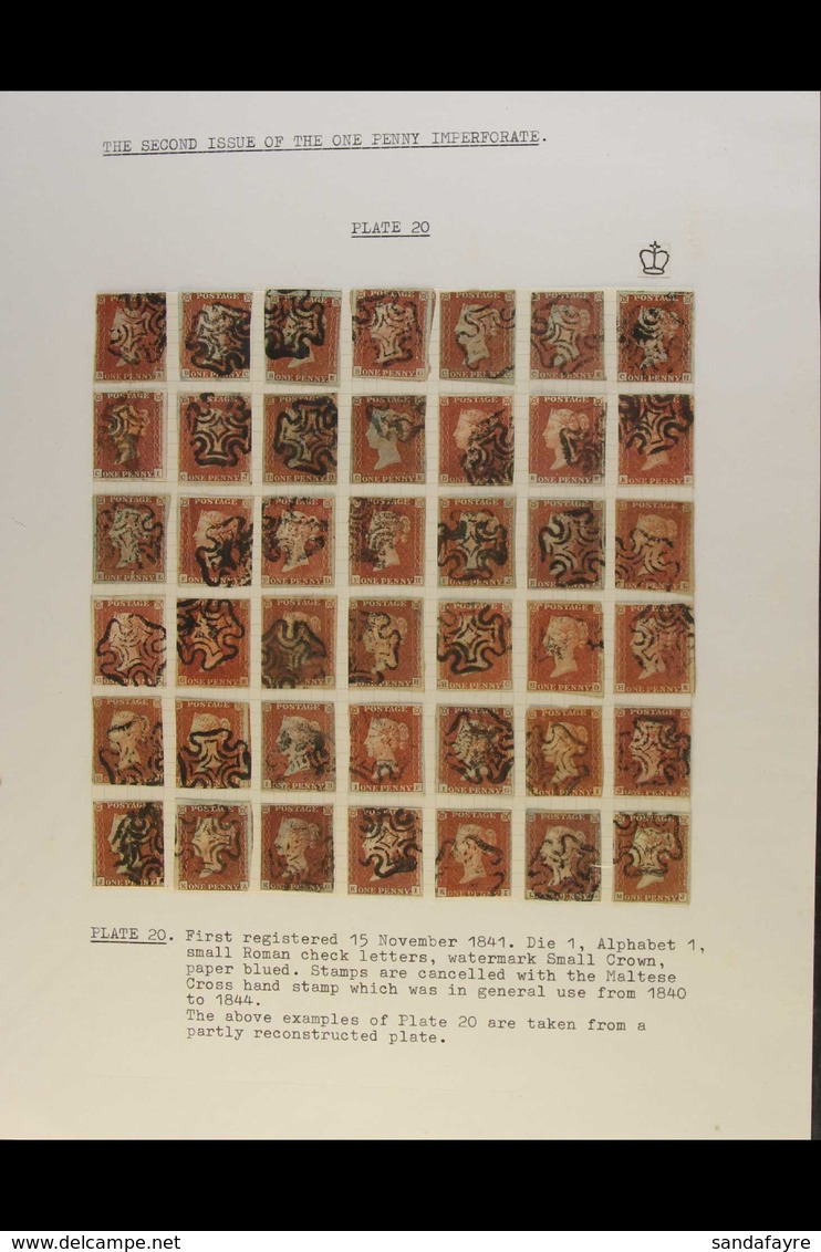 1841 1d Red, Imperfs From Plates 20 & 22, Includes A 9 Page (one Frame) Display, Written Up And Showing A Number Of Diff - Sonstige & Ohne Zuordnung