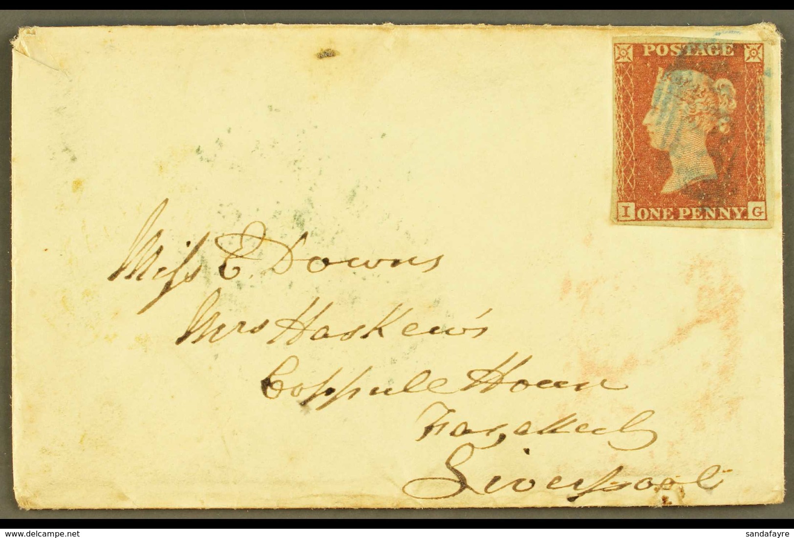 1841 1d Red- Brown With 4 Margins Tied To 1853 (4 Jun) Env By Fine Numeral Postmark In BLUE (SG 8p) For More Images, Ple - Andere & Zonder Classificatie