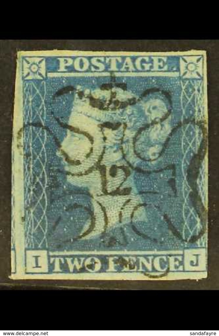 1841 2d Blue, Lettered "IJ", Superb Used With Almost Full Centrally Placed And Upright Number "12" In Maltese Cross Canc - Andere & Zonder Classificatie