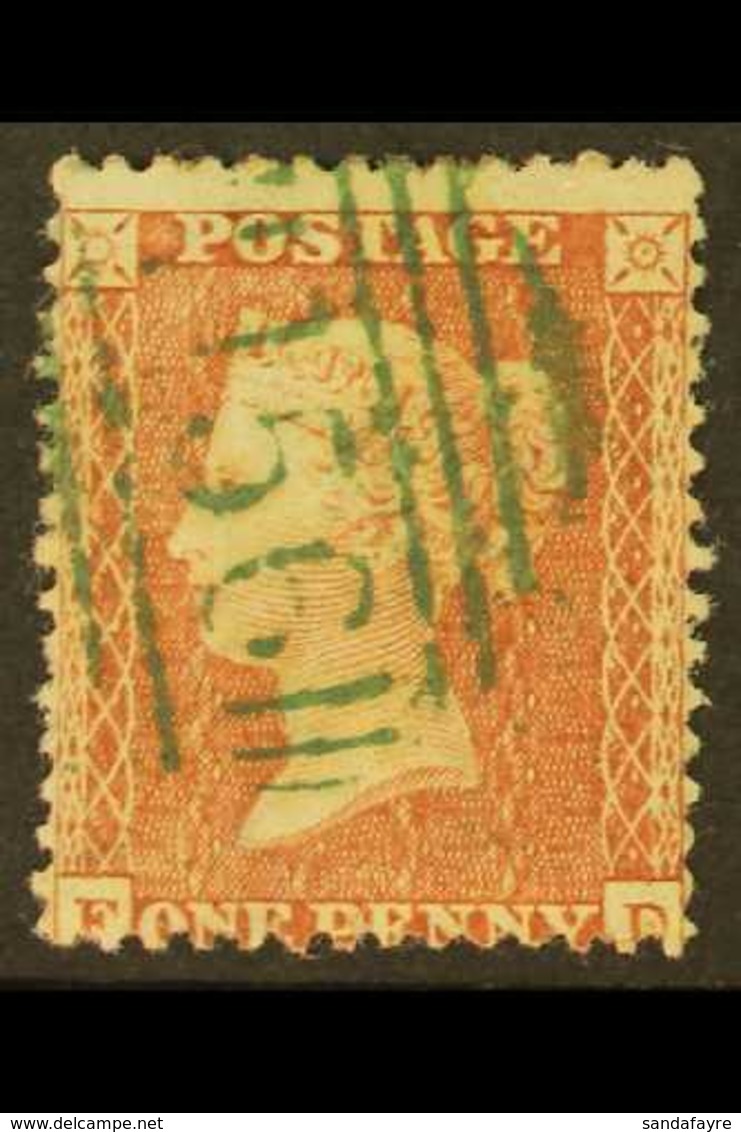 1855 1d Red- Brown On Blued Perf 14, Wmk LC, SG 29, Used With Crisp BRIGHT GREEN Numeral Cancellation For More Images, P - Other & Unclassified