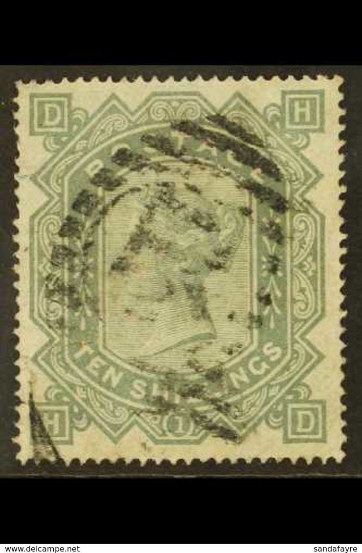 1867-83 10s Greenish Grey Wmk Maltese Cross, SG 128, Used With Light "R" In Barred Oval Pmk, Well- Centred With Full Per - Other & Unclassified