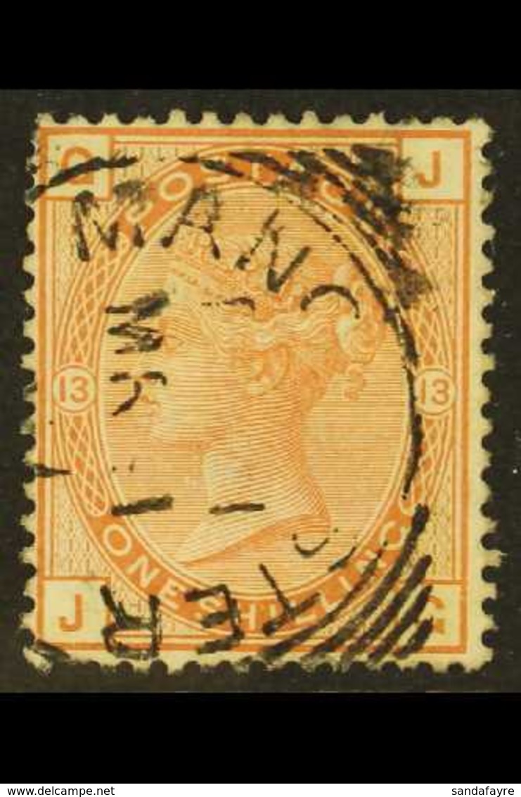 1873-80 1s Orange-brown Plate13, SG 151, Very Fine Used, A Couple Of Shortish Perfs, Manchester Cds Cancellation. A Love - Other & Unclassified