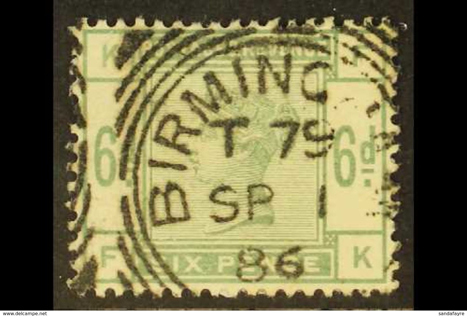 1884 6d Dull Green, SG 194, Used With Fully Dated Birmingham Cds Cancellation. Cat £240. For More Images, Please Visit H - Andere & Zonder Classificatie