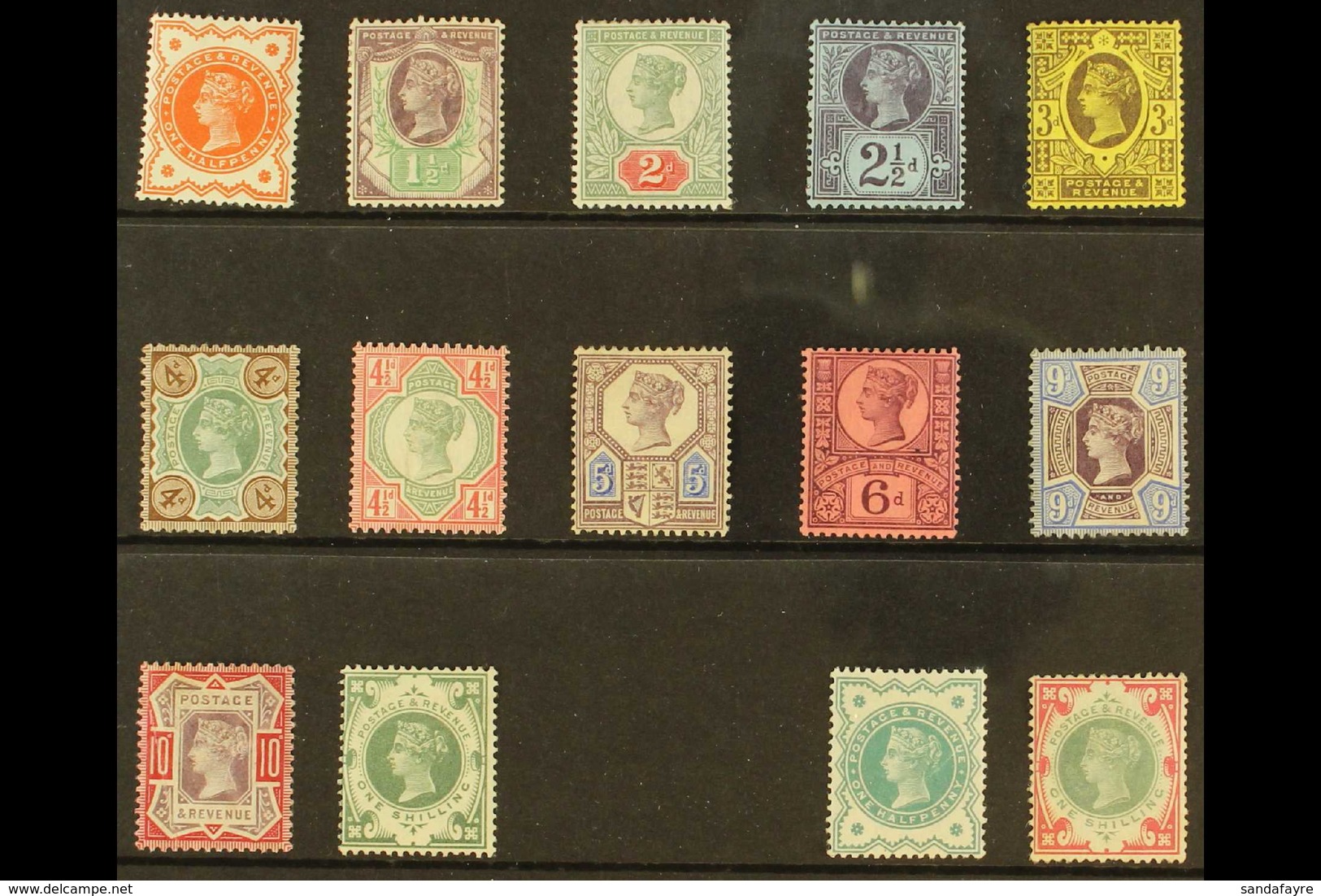 1887-1900 Jubilee Complete Basic Set To Both 1s, SG 197-214, Mint, Some With Small Faults, Fresh Colours, Cat £700+. (14 - Other & Unclassified