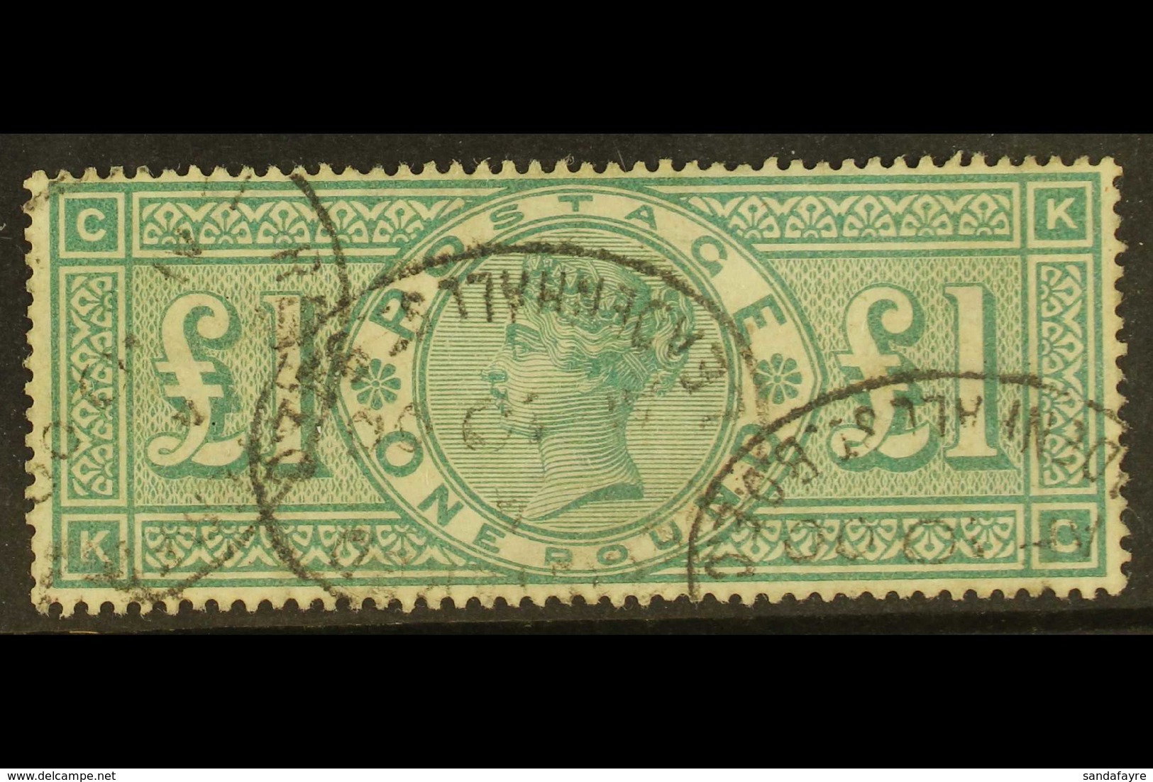 1887-92 £1 Green, SG 212, Fine Used With Bank Of England Leadenhall St Oval Cancellation. Cat £800. For More Images, Ple - Andere & Zonder Classificatie