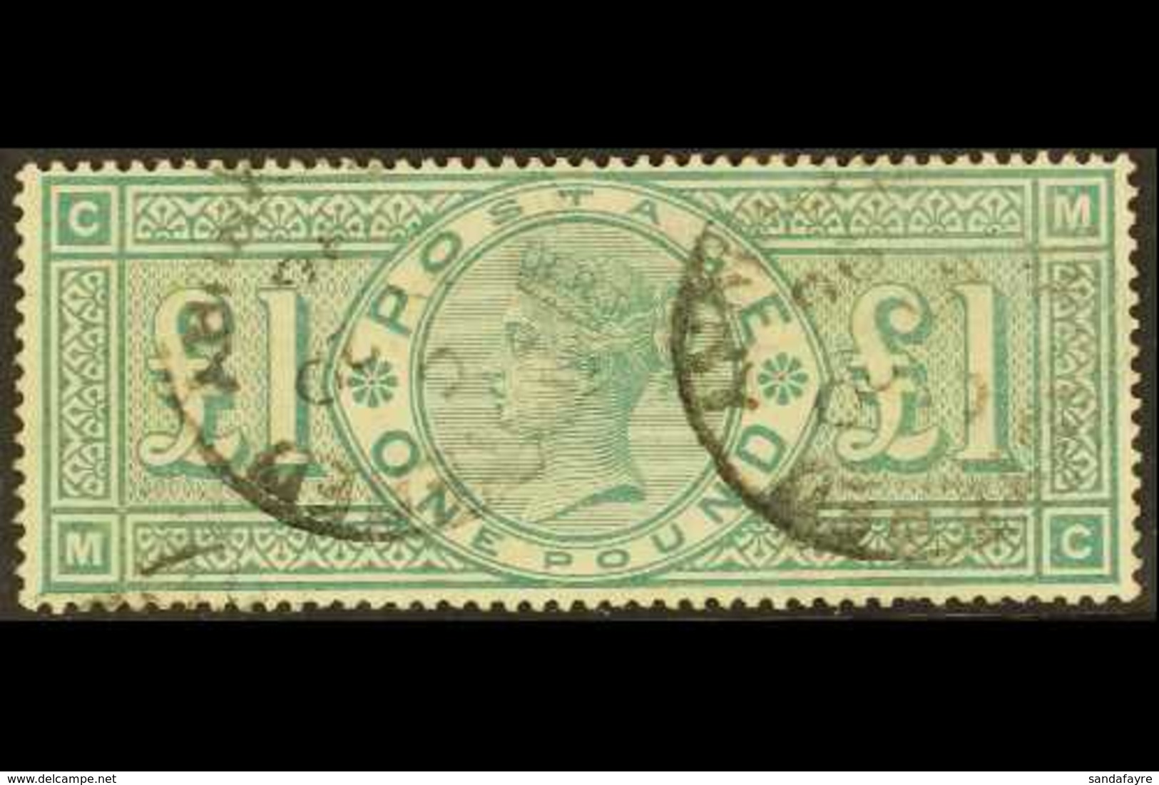 1887-92 £1 Green, SG 212, Good Used, Tiny Thin And One Short Perf, Cat £800 For More Images, Please Visit Http://www.san - Andere & Zonder Classificatie