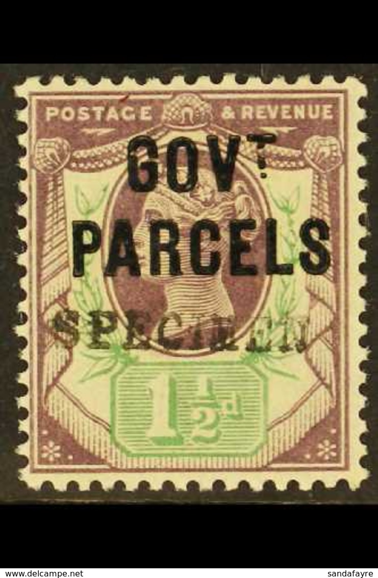 OFFICIAL GOVERNMENT PARCELS 1887 1½d Dull Purple And Pale Green, With "SPECIMEN" Handstamp (type 9), SG L24s, Very Fine  - Andere & Zonder Classificatie