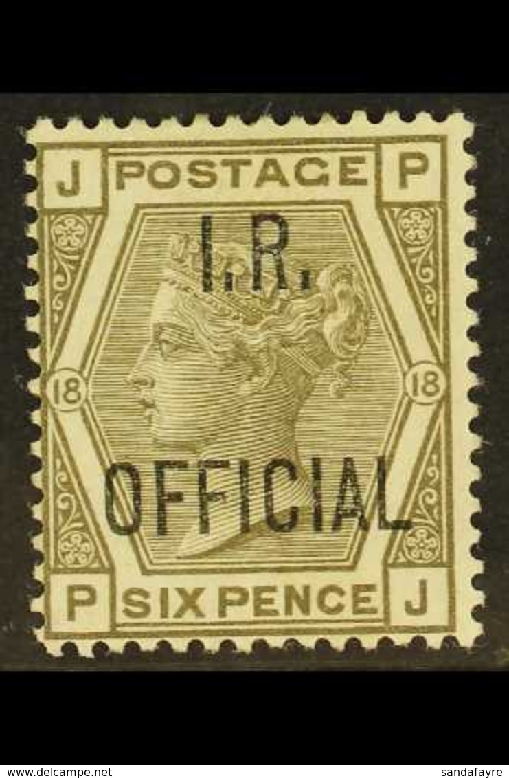 OFFICIAL INLAND REVENUE 1882-1901 6d Grey Plate 18 "I.R. OFFICIAL" Overprint, SG O4, Mint With Part Original Gum, Fresh  - Other & Unclassified