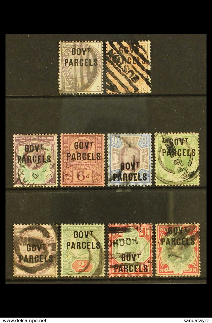OFFICIALS GOVT PARCELS. 1883-1900 USED SELECTION On A Stock Card. All Different With Parcel Cancels & Inc 1883-86 1½d &  - Andere & Zonder Classificatie
