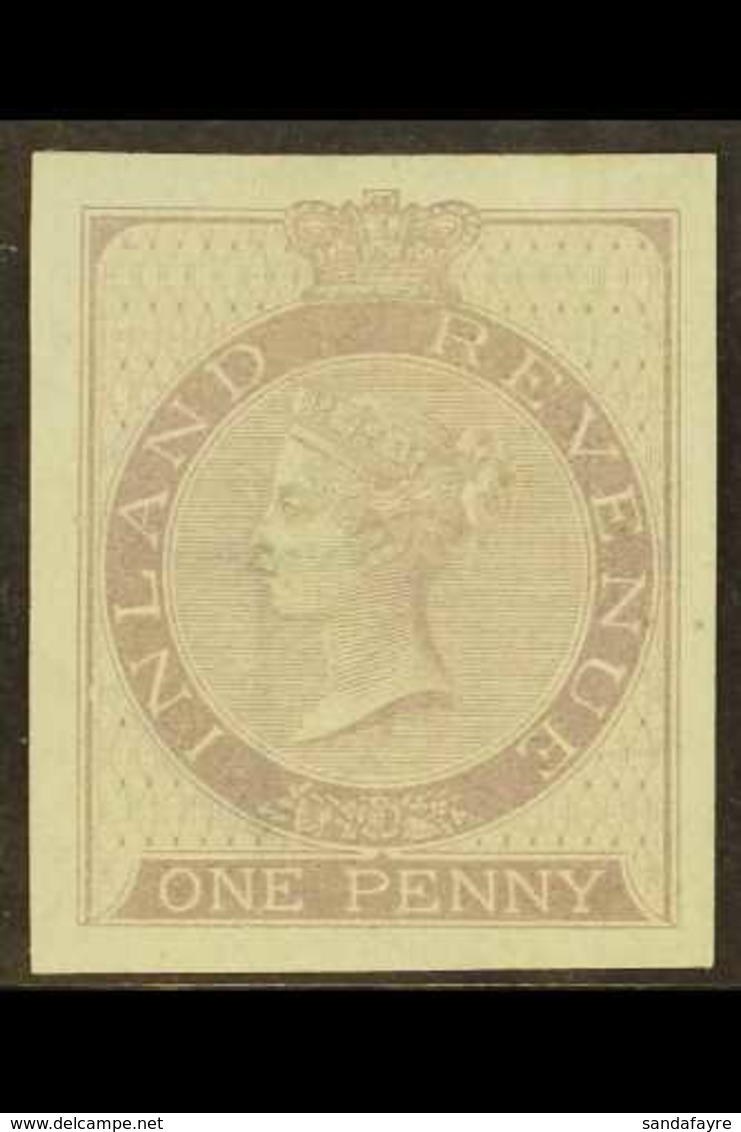 POSTAL FISCAL 1860-7 1d Lilac, Wmk Anchor 16mm (as SG F12), IMPERFORATE IMPRIMATUR With 4 Large Margins, Lightly Hinged  - Sonstige & Ohne Zuordnung
