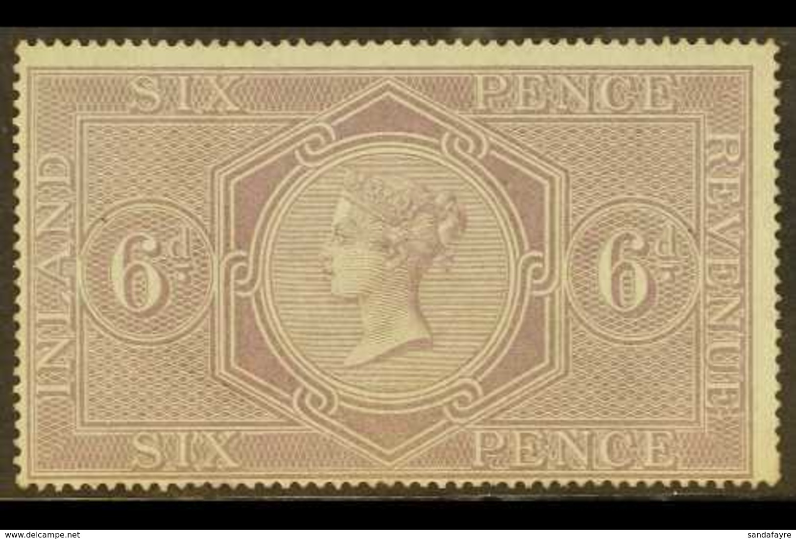 POSTAL FISCAL 1860-7 6d Reddish Purple, Wmk Anchor 16mm, SG F14, Fine Mint. For More Images, Please Visit Http://www.san - Andere & Zonder Classificatie