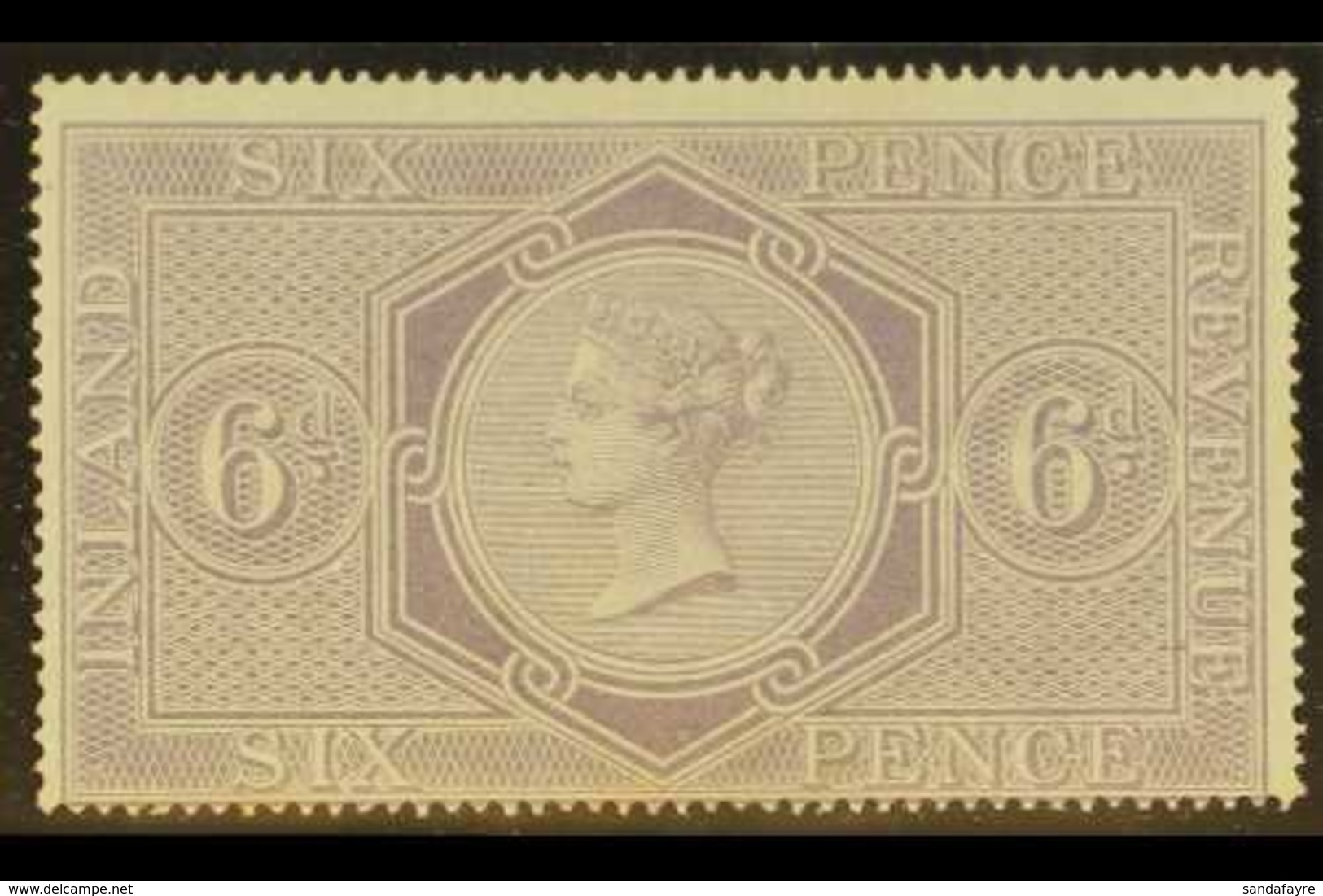 POSTAL FISCAL 1860-7 6d Reddish Lilac, Wmk Anchor 18mm, SG F17, Never Hinged Mint. Rare In This Condition. For More Imag - Other & Unclassified