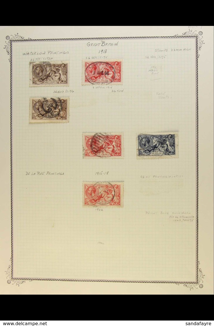 1913-34 SEAHORSE COLLECTION CAT £5000+ A Delightful Selection, Identified By Printer With Shade & Postmark Interest Pres - Zonder Classificatie