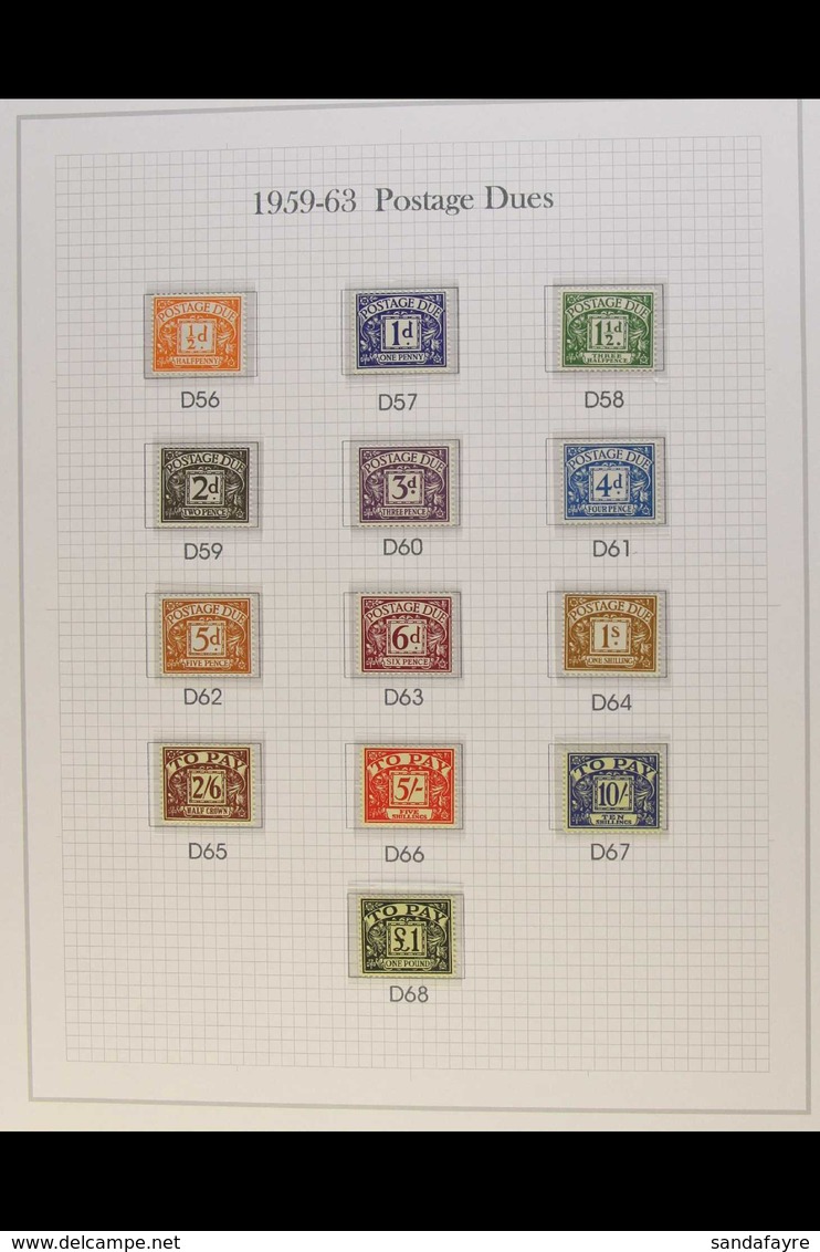 POSTAGE DUES 1959-1982 COMPLETE SUPERB NEVER HINGED MINT COLLECTION On Hingeless Leaves, All Different, Complete SG D56/ - Other & Unclassified